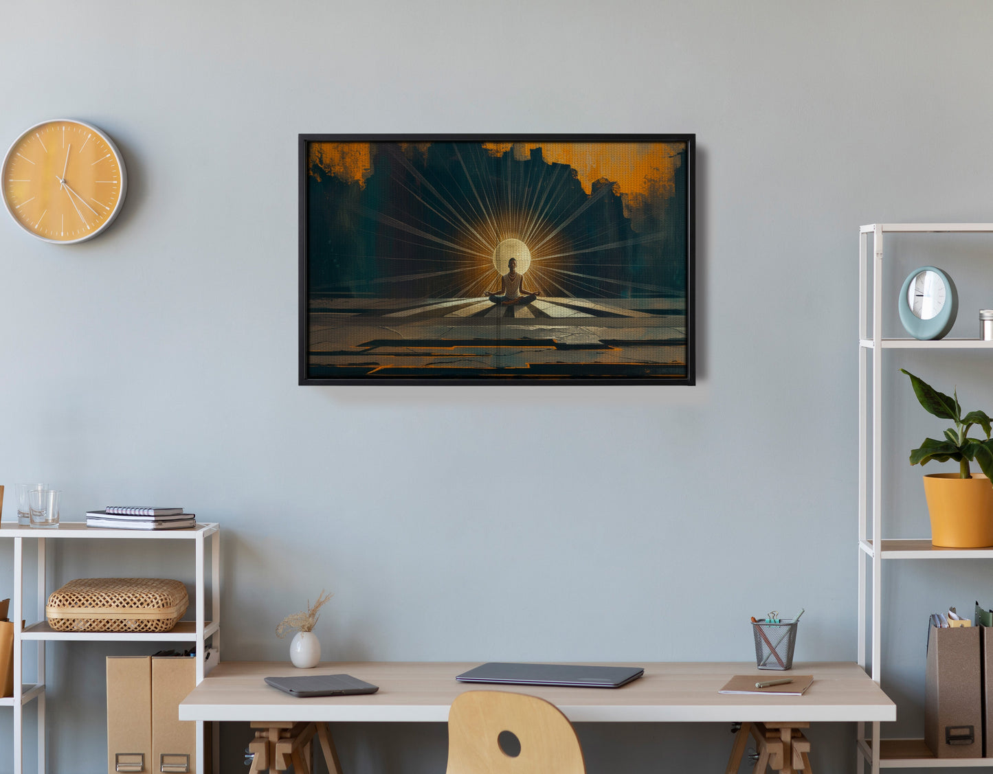 Black Woman Meditation Sunburst African American wall art view 30