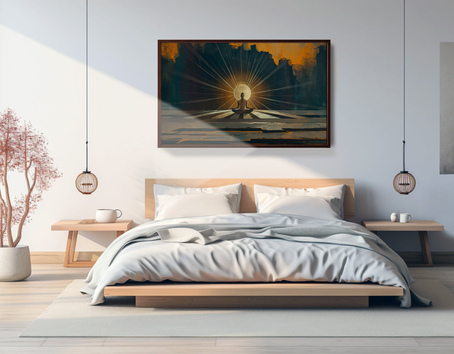 Black Woman Meditation Sunburst African American wall art view 33