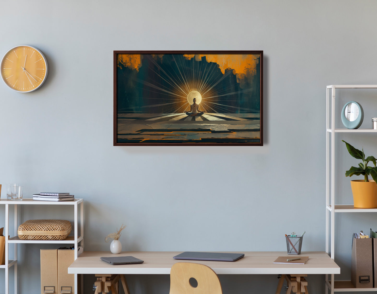 Black Woman Meditation Sunburst African American wall art view 36