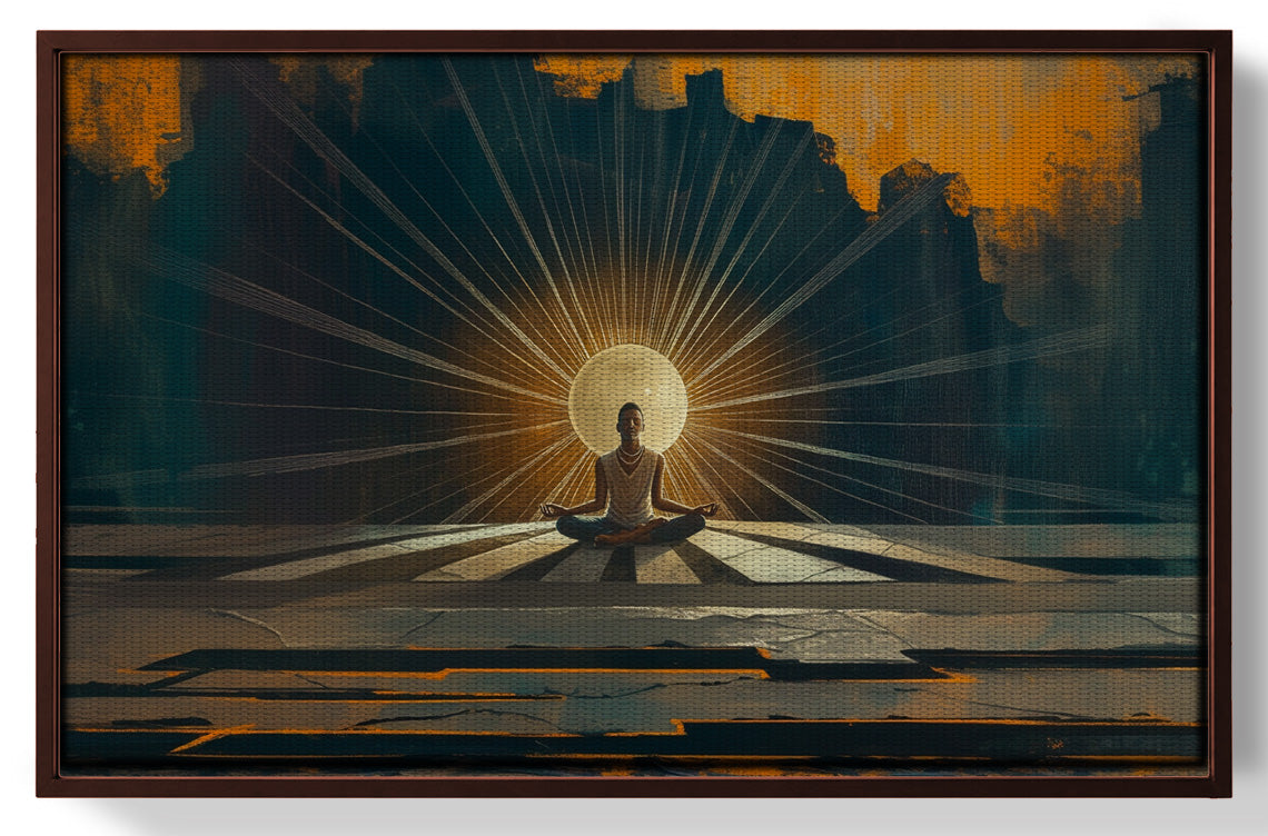 Black Woman Meditation Sunburst African American wall art view 31