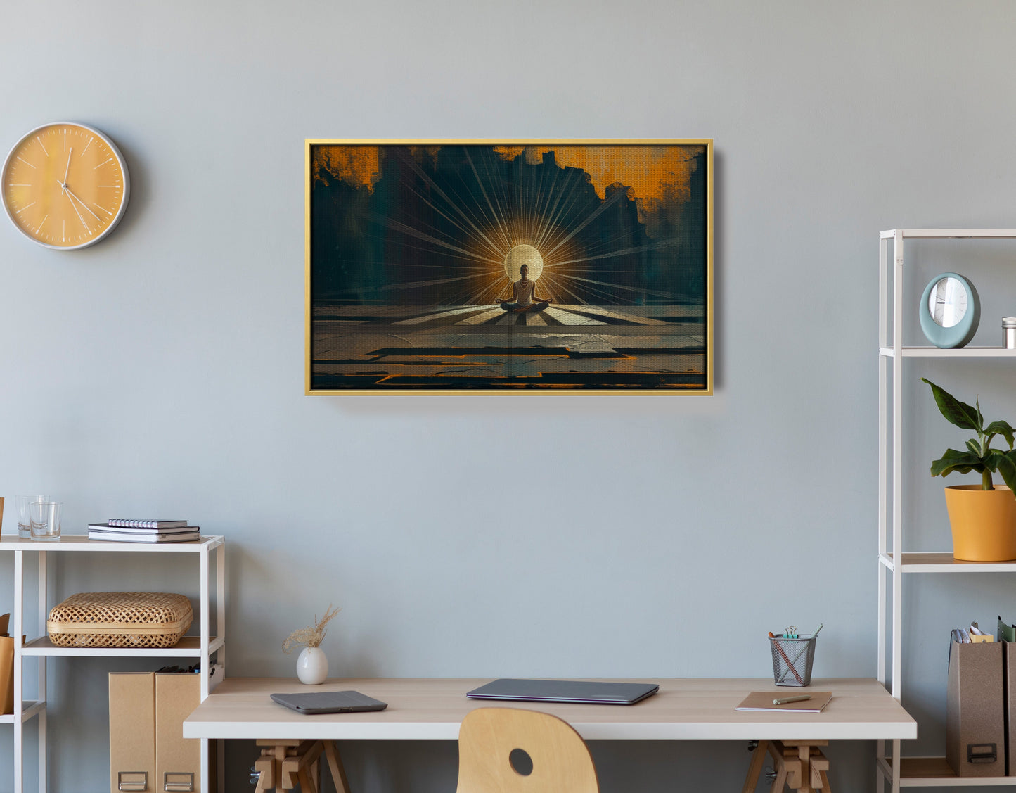Black Woman Meditation Sunburst African American wall art view 42