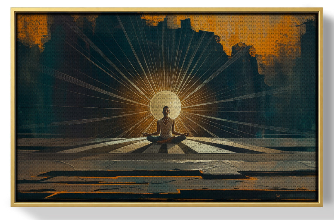 Black Woman Meditation Sunburst African American wall art view 37