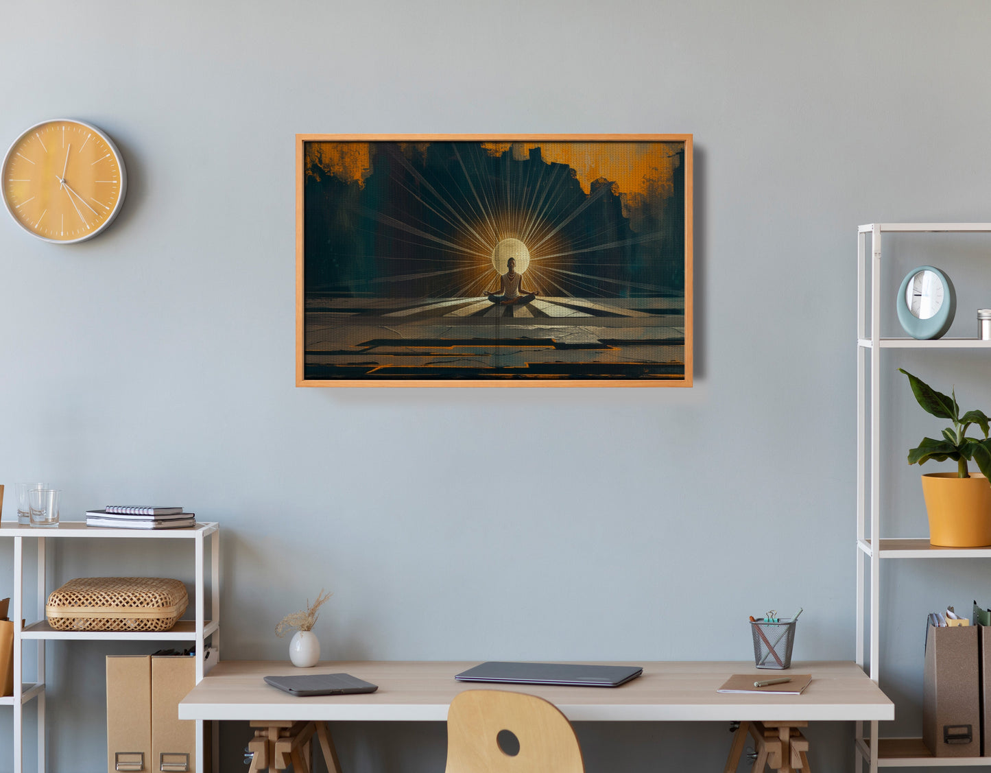 Black Woman Meditation Sunburst African American wall art view 48