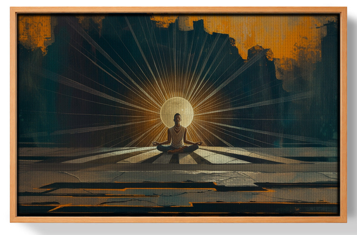 Black Woman Meditation Sunburst African American wall art view 43