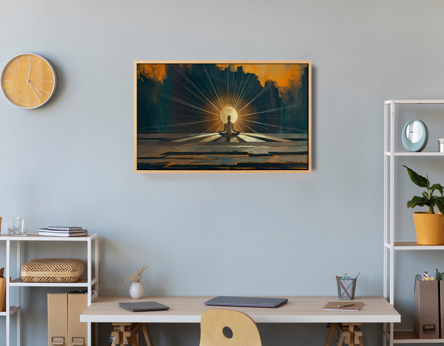 Black Woman Meditation Sunburst African American wall art view 54