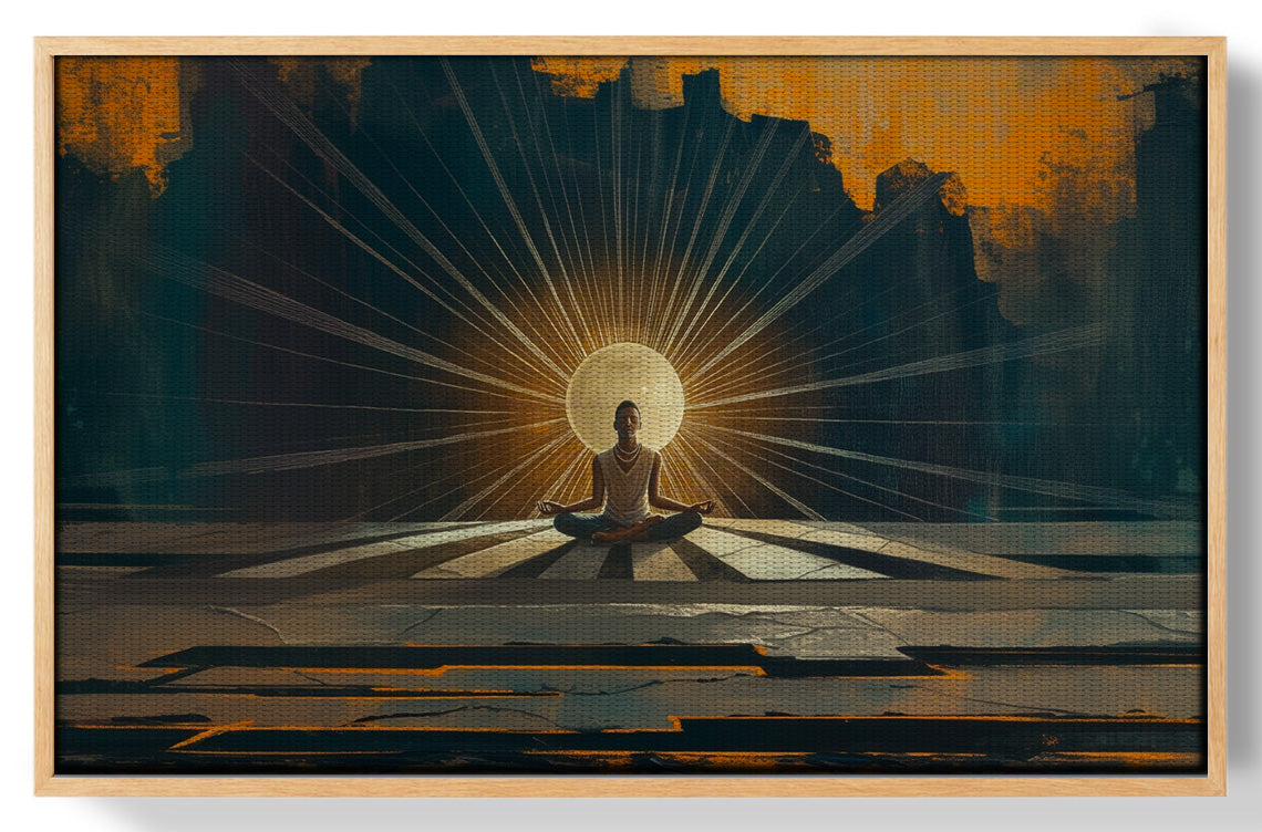 Black Woman Meditation Sunburst African American wall art view 49
