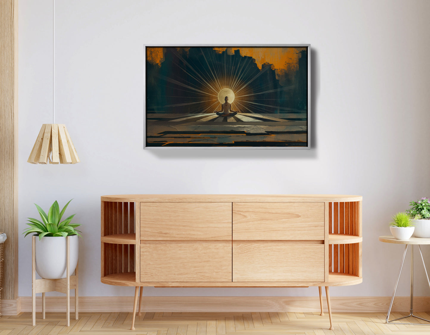 Black Woman Meditation Sunburst African American wall art view 56