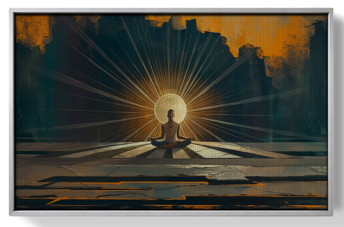 Black Woman Meditation Sunburst African American wall art view 55