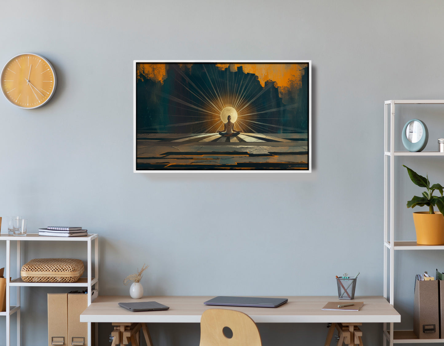 Black Woman Meditation Sunburst African American wall art view 66