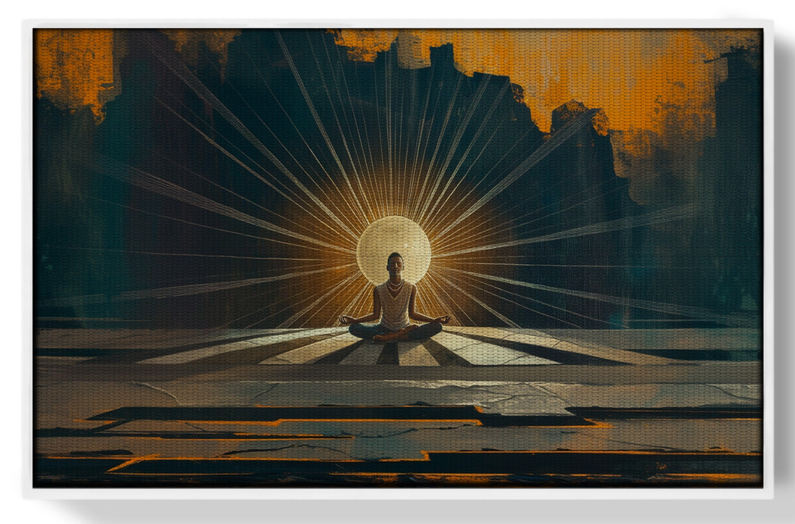 Black Woman Meditation Sunburst African American wall art view 61