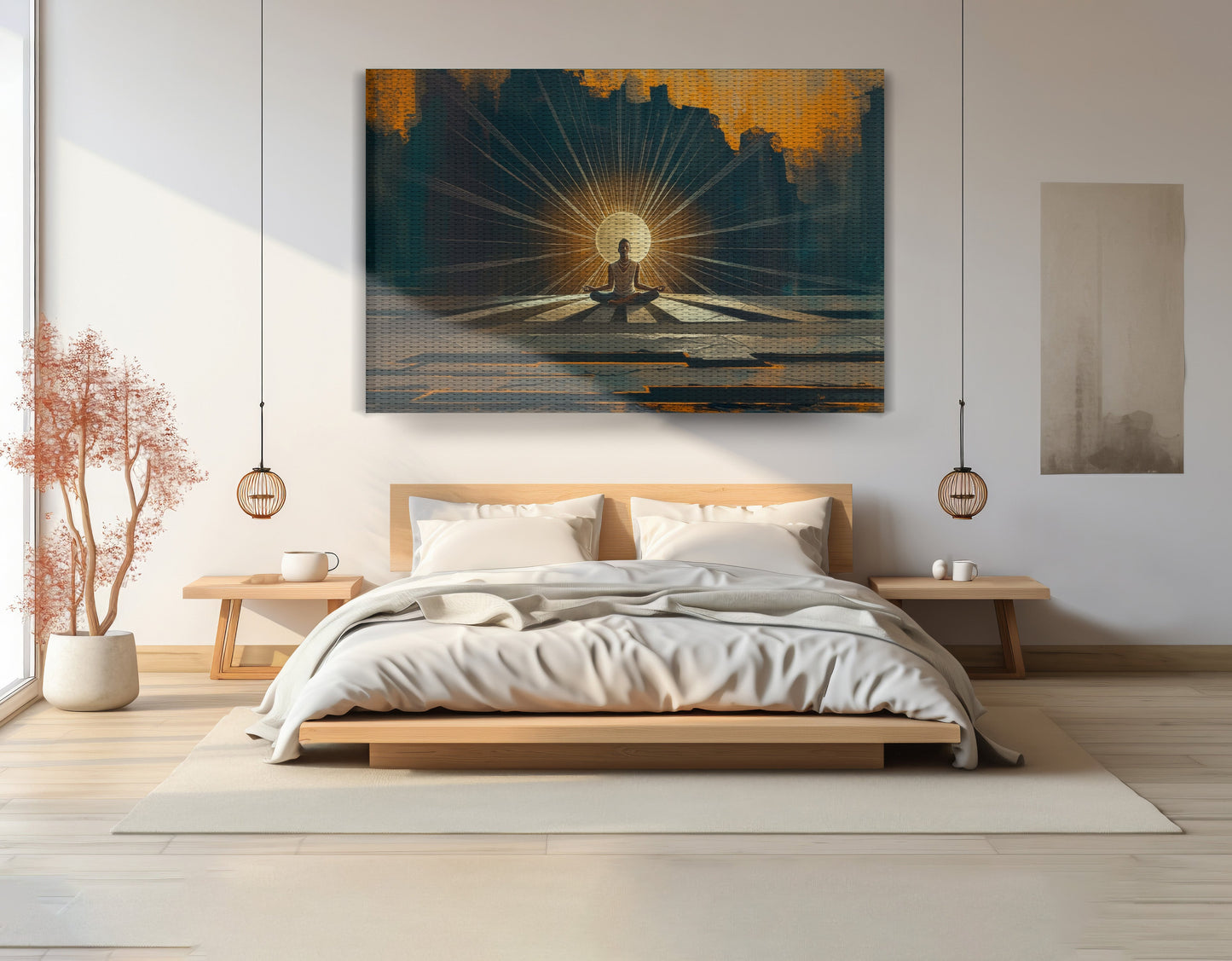 Black Woman Meditation Sunburst African American wall art view 15