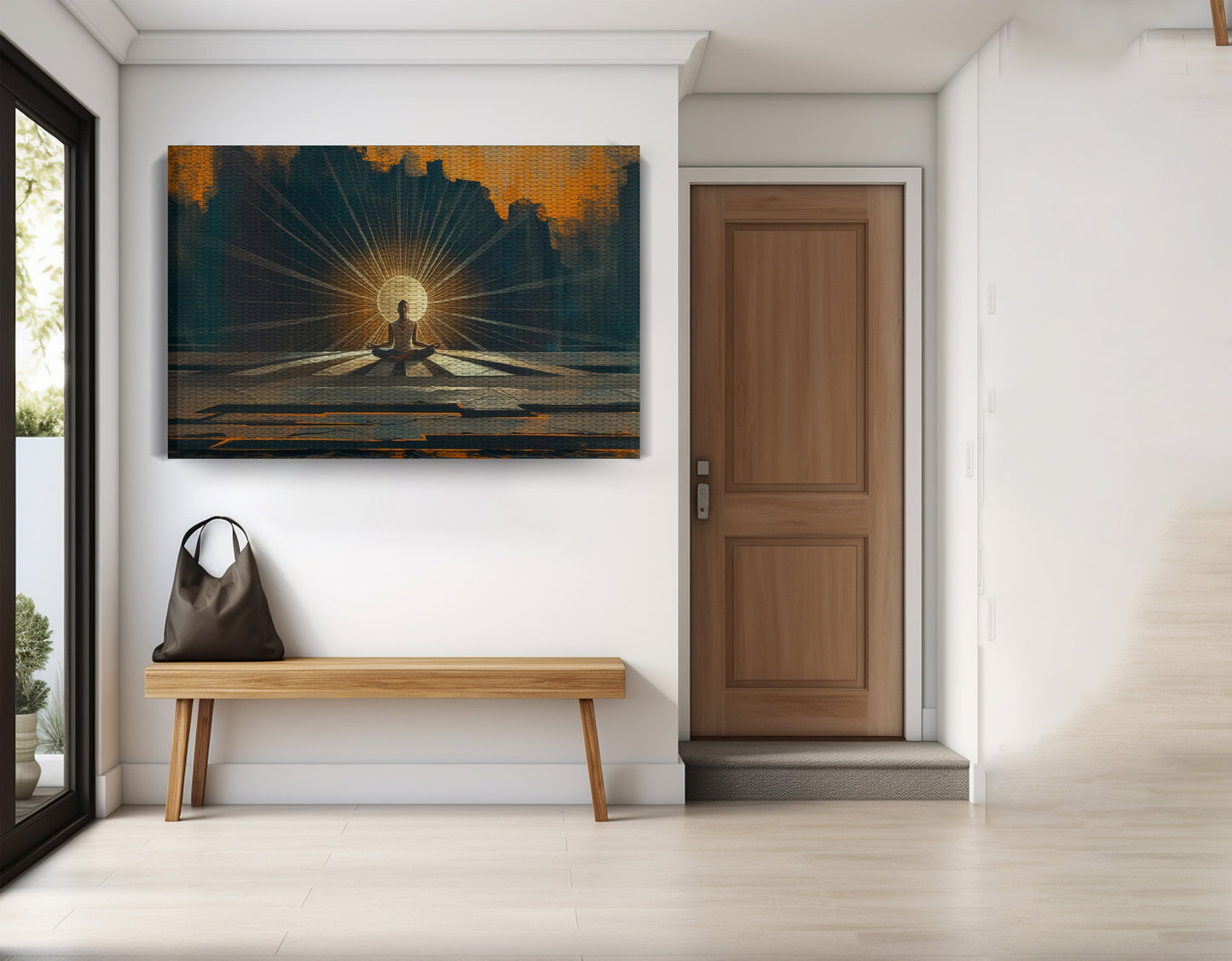 Black Woman Meditation Sunburst African American wall art view 17