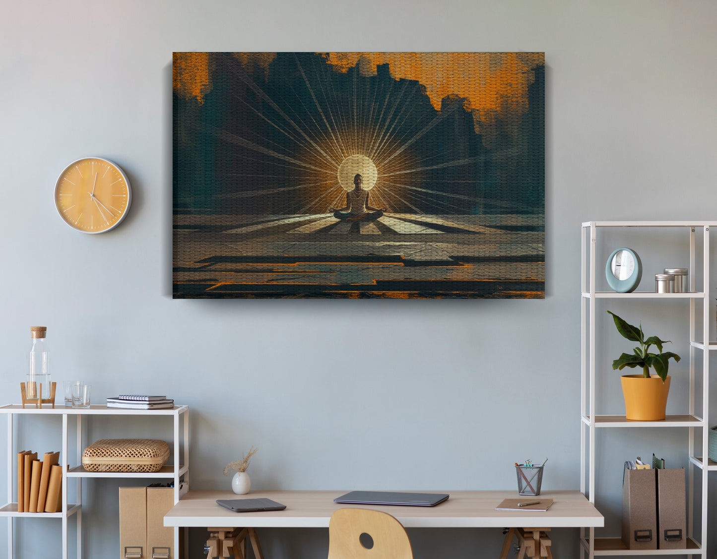 Black Woman Meditation Sunburst African American wall art view 18