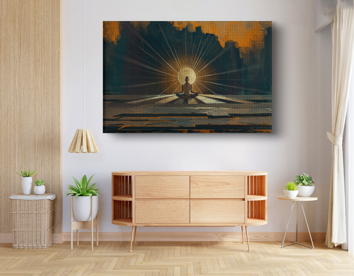 Black Woman Meditation Sunburst African American wall art view 14