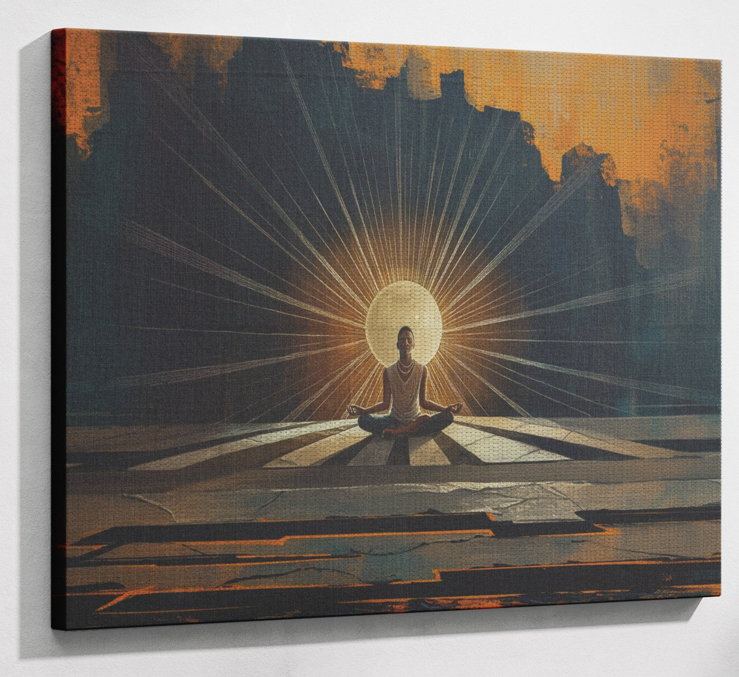 Black Woman Meditation Sunburst African American wall art view 13