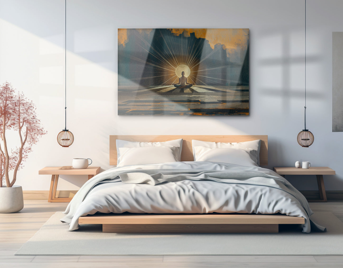 Black Woman Meditation Sunburst African American wall art view 21