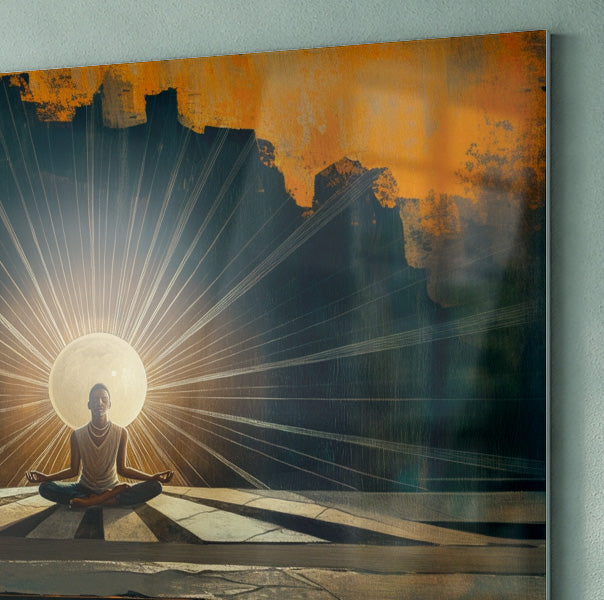 Black Woman Meditation Sunburst African American wall art view 22