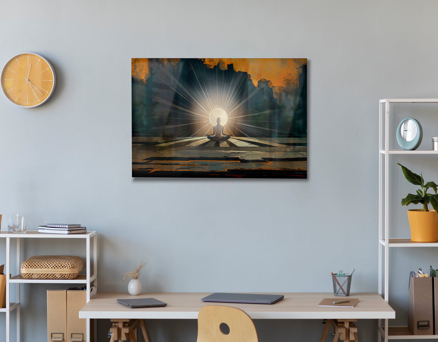 Black Woman Meditation Sunburst African American wall art view 24