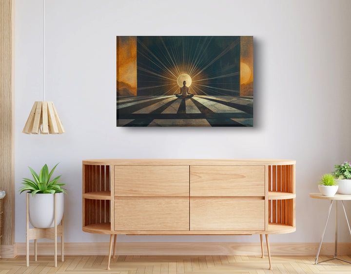 Black Woman Sunrise Meditation Wall Art