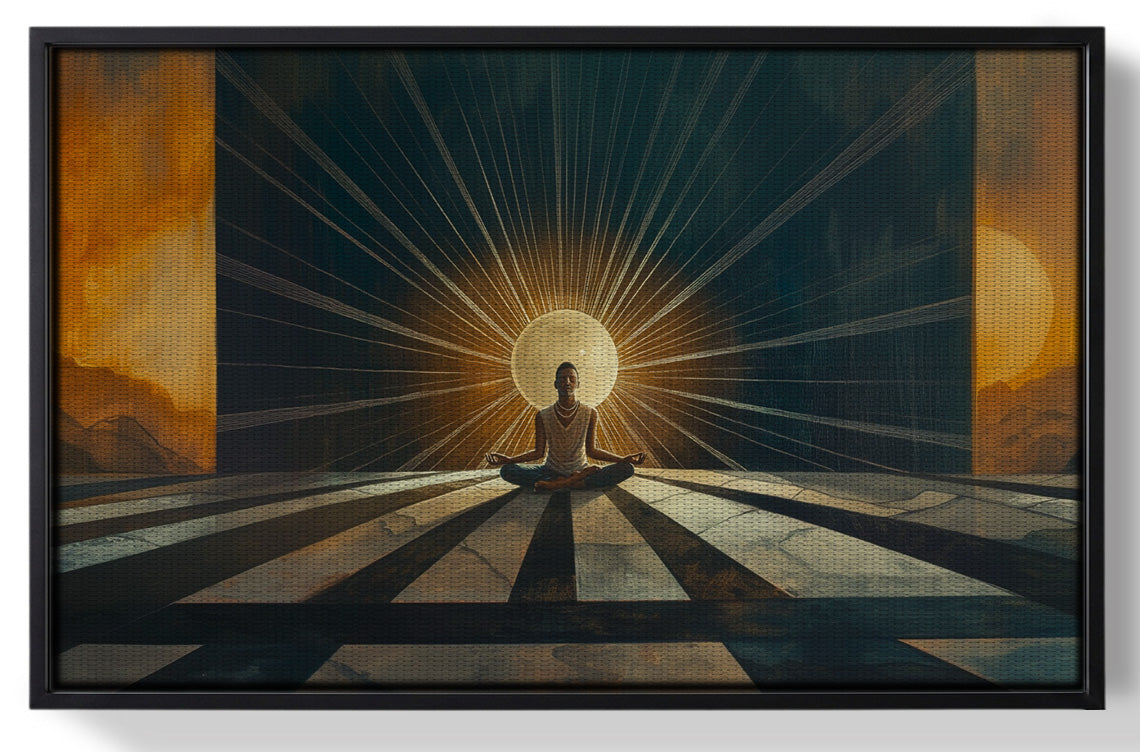Framed Black Woman Sunrise Meditation African American wall art for home decor