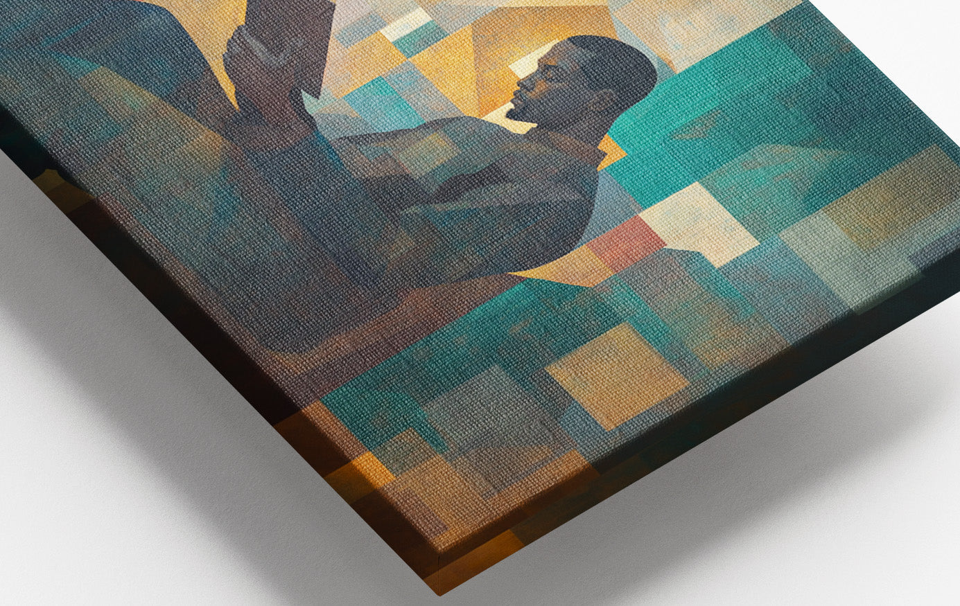 Black Man Reading Teal Abstract African American wall art view 16