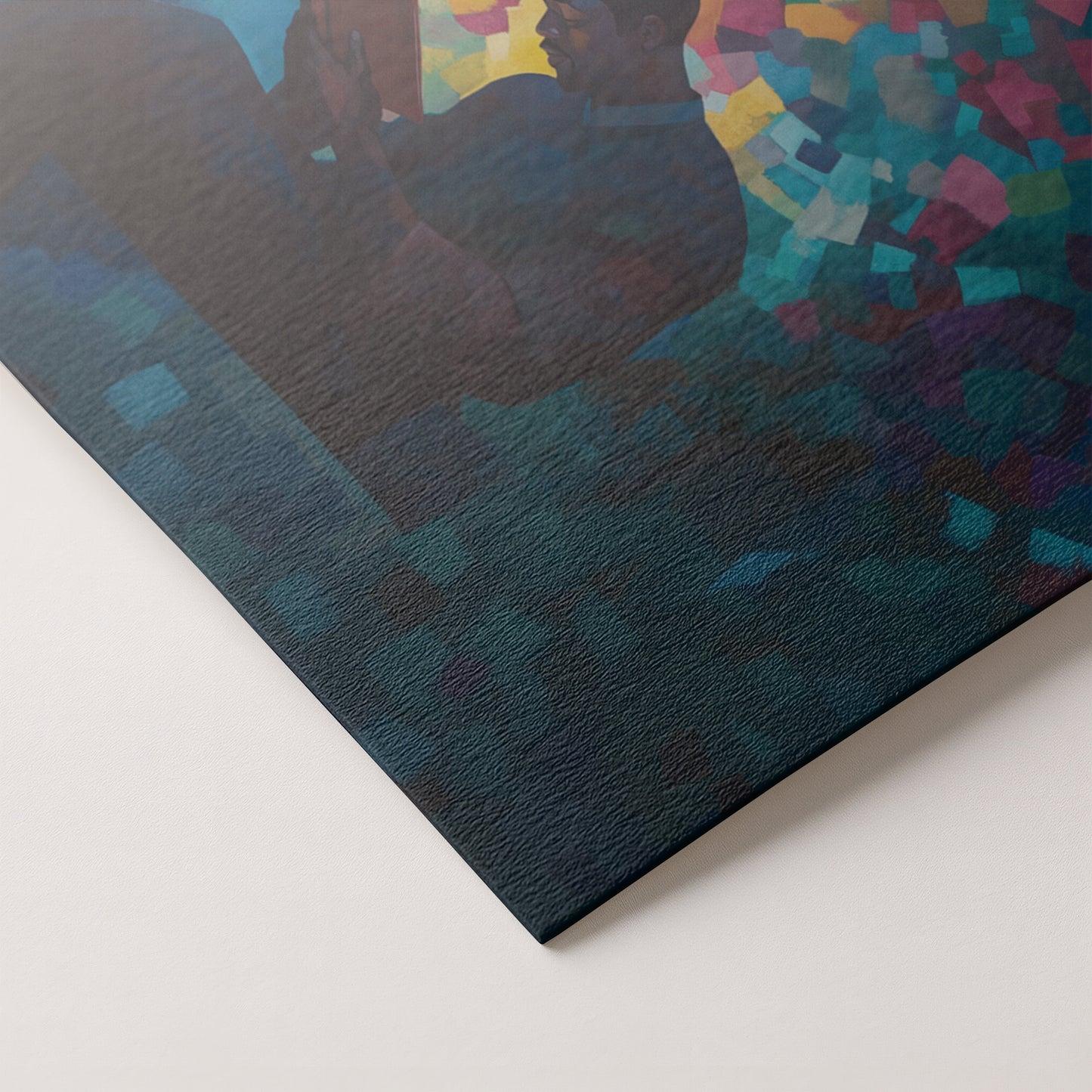 Black Man Reading Blue Abstract African American wall art artwork by MoomZee Artwork