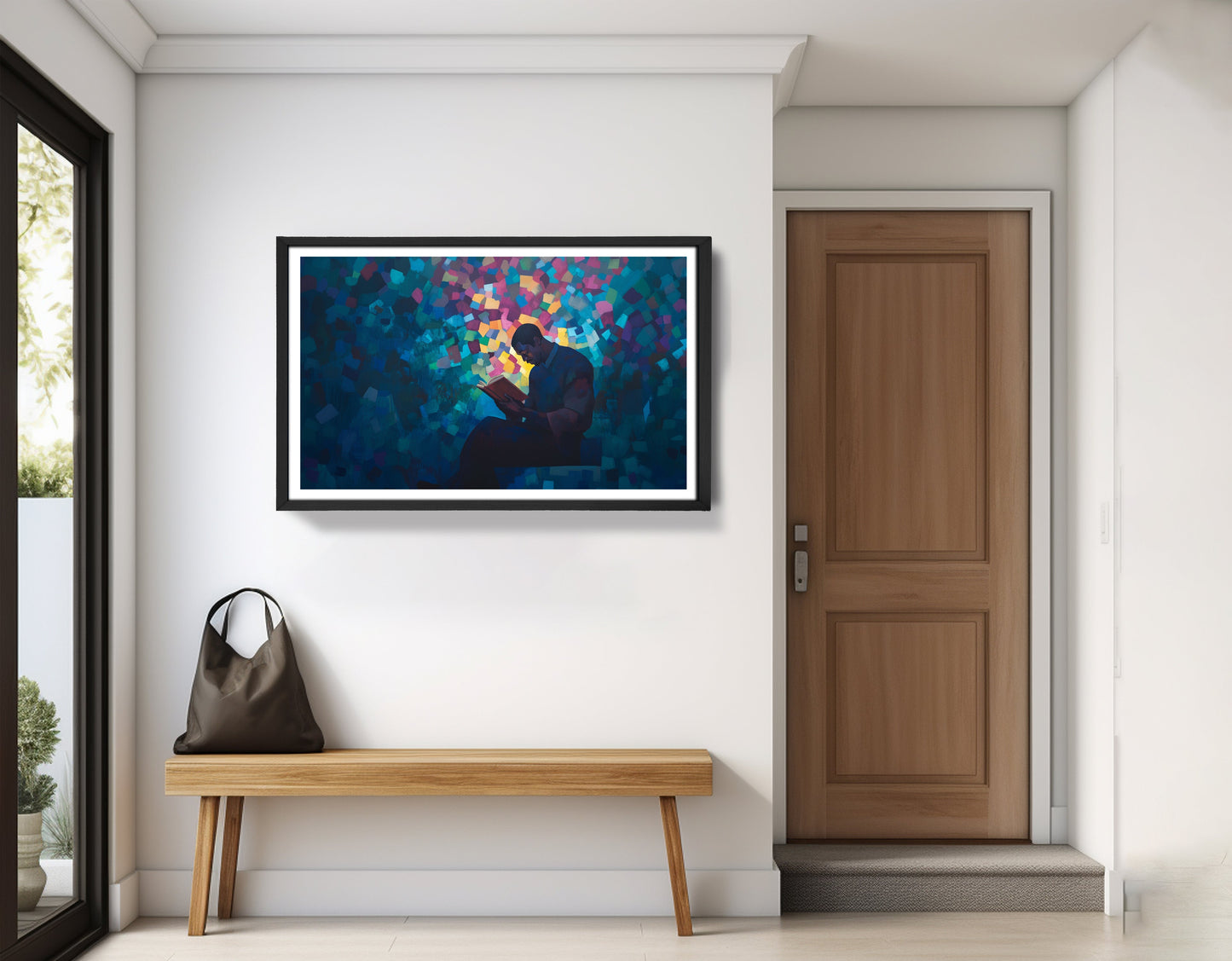 Black Man Reading Blue Abstract African American wall art view 71