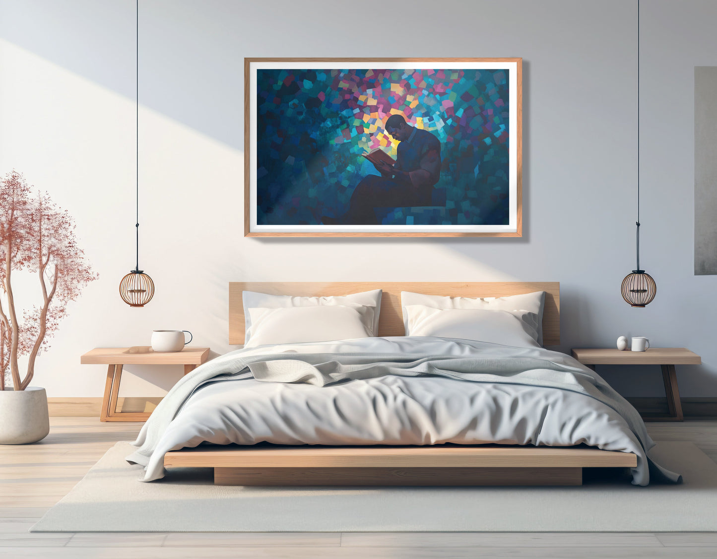 Black Man Reading Blue Abstract African American wall art view 81
