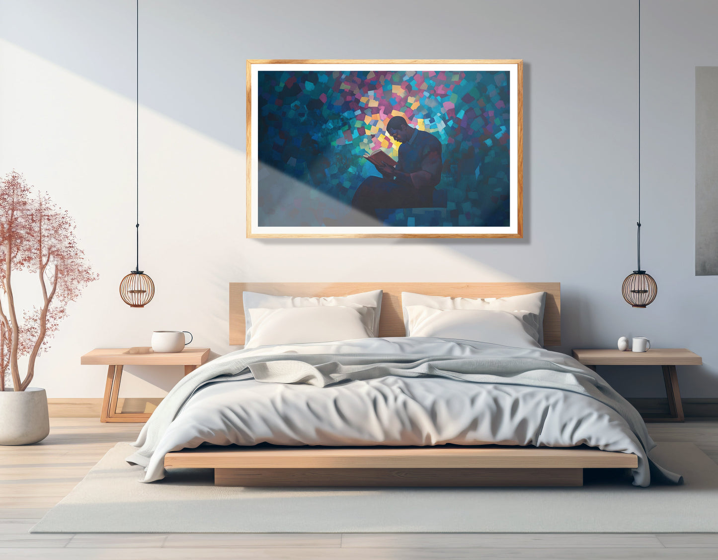 Black Man Reading Blue Abstract African American wall art view 75