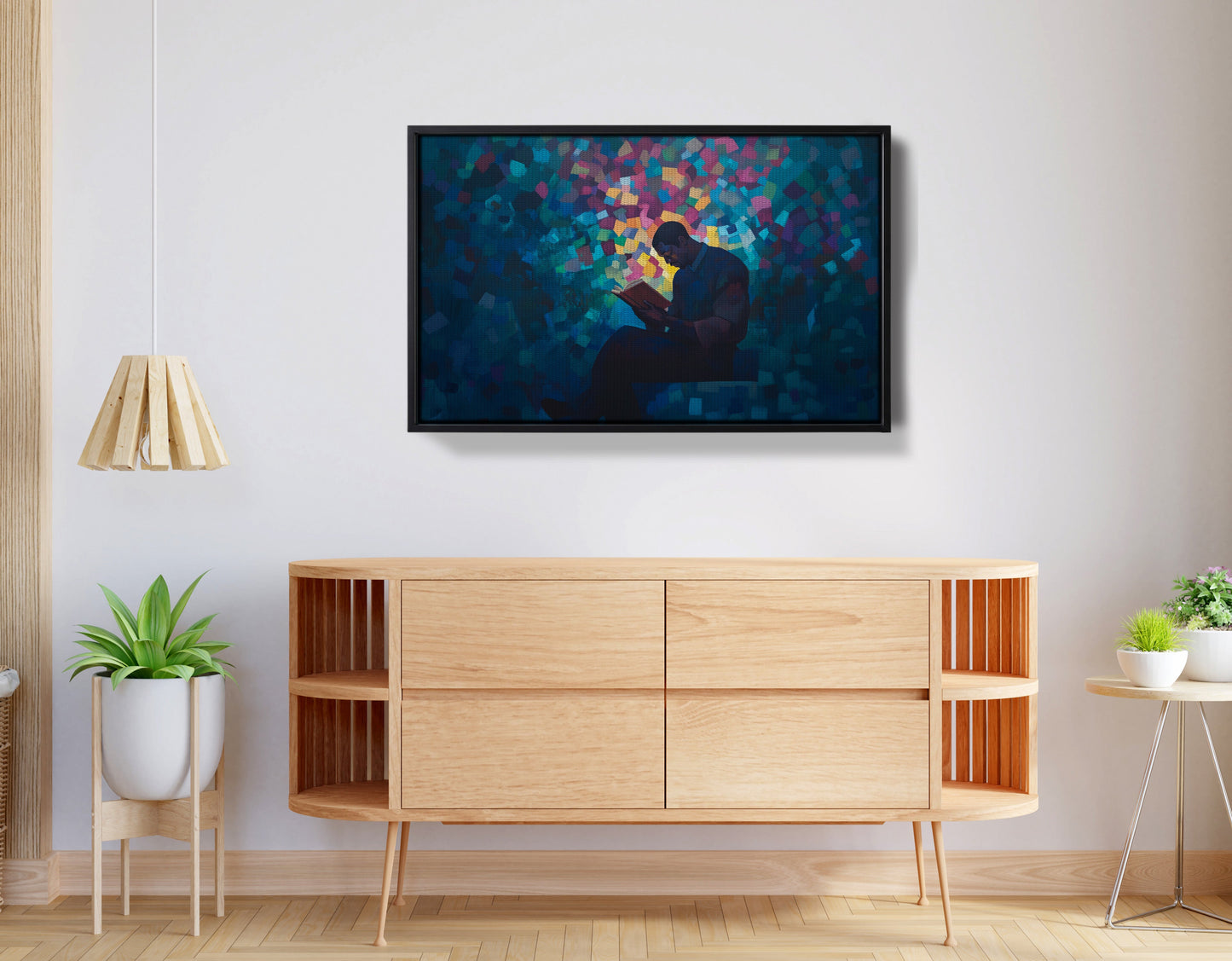 Black Man Reading Blue Abstract African American wall art view 26