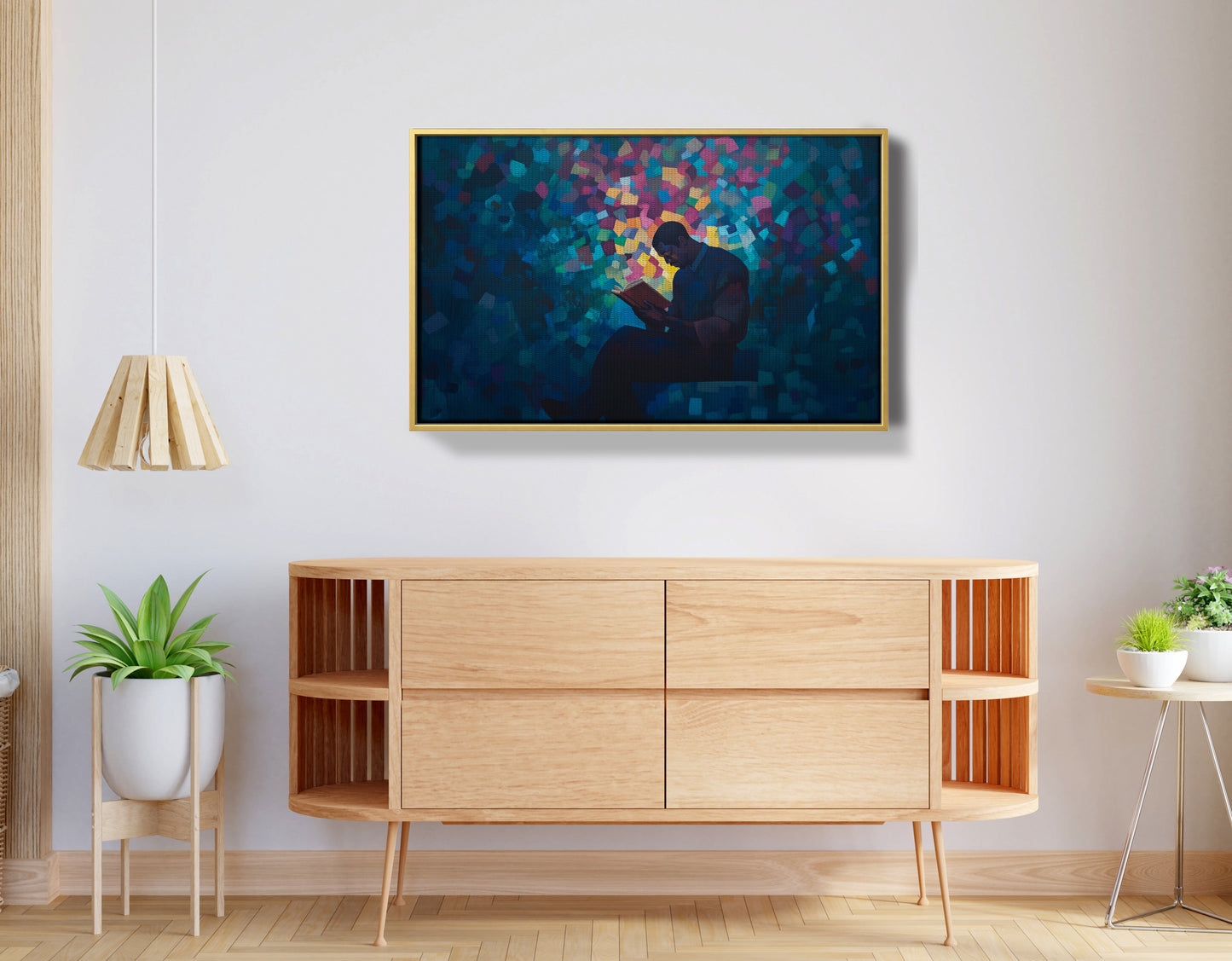 Black Man Reading Blue Abstract African American wall art view 38