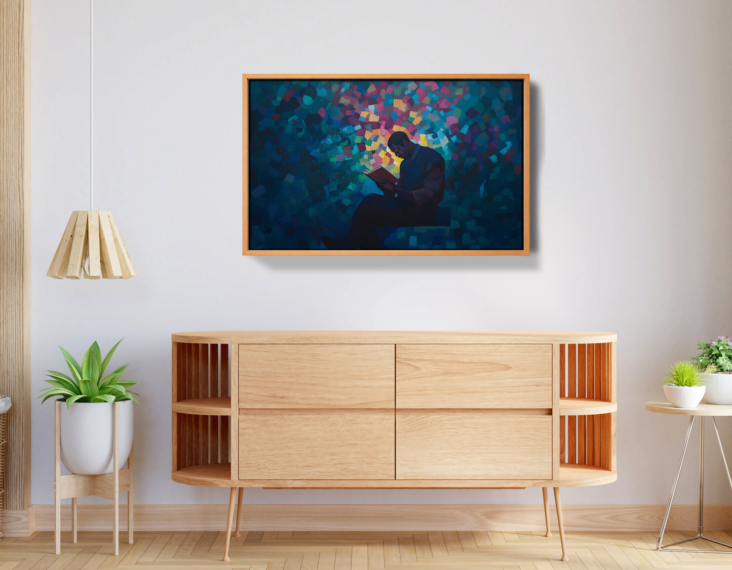 Black Man Reading Blue Abstract African American wall art view 44