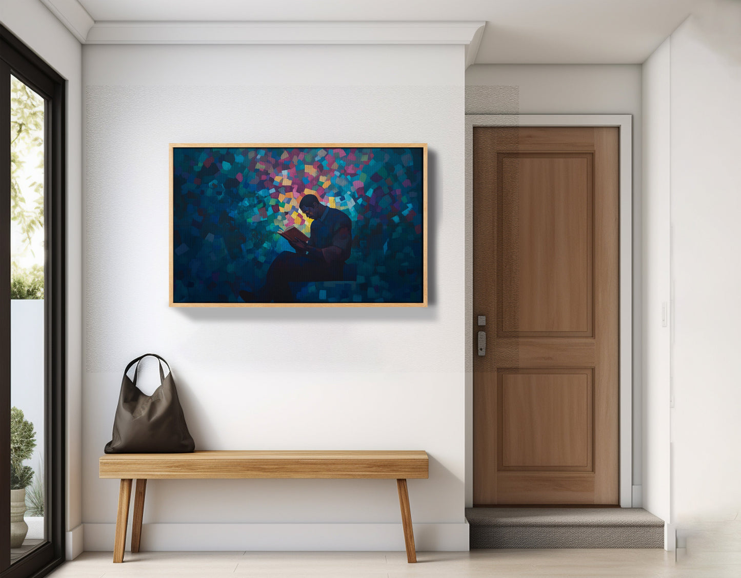Black Man Reading Blue Abstract African American wall art view 53
