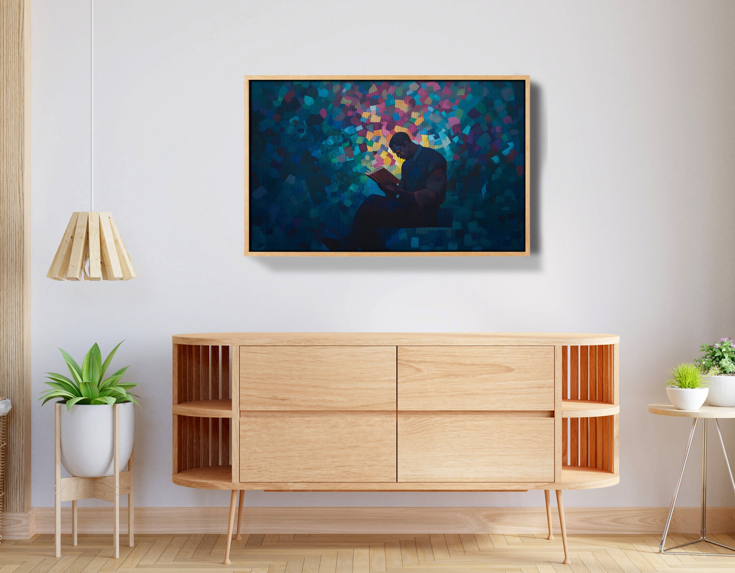 Black Man Reading Blue Abstract African American wall art view 50