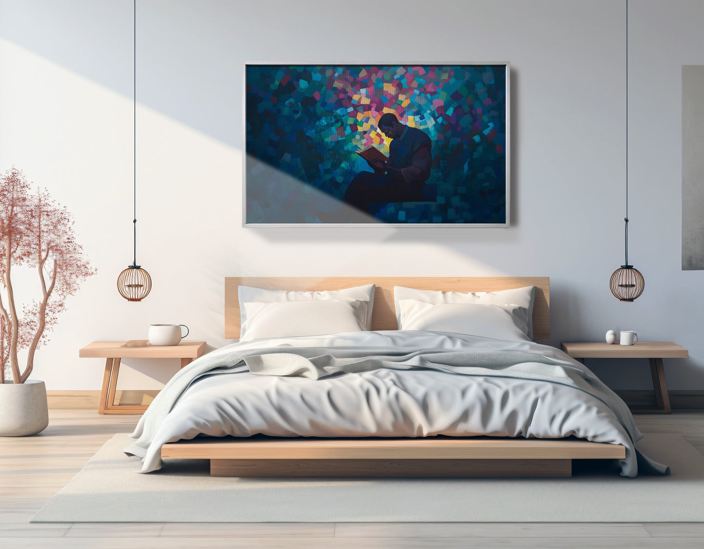Black Man Reading Blue Abstract African American wall art view 57