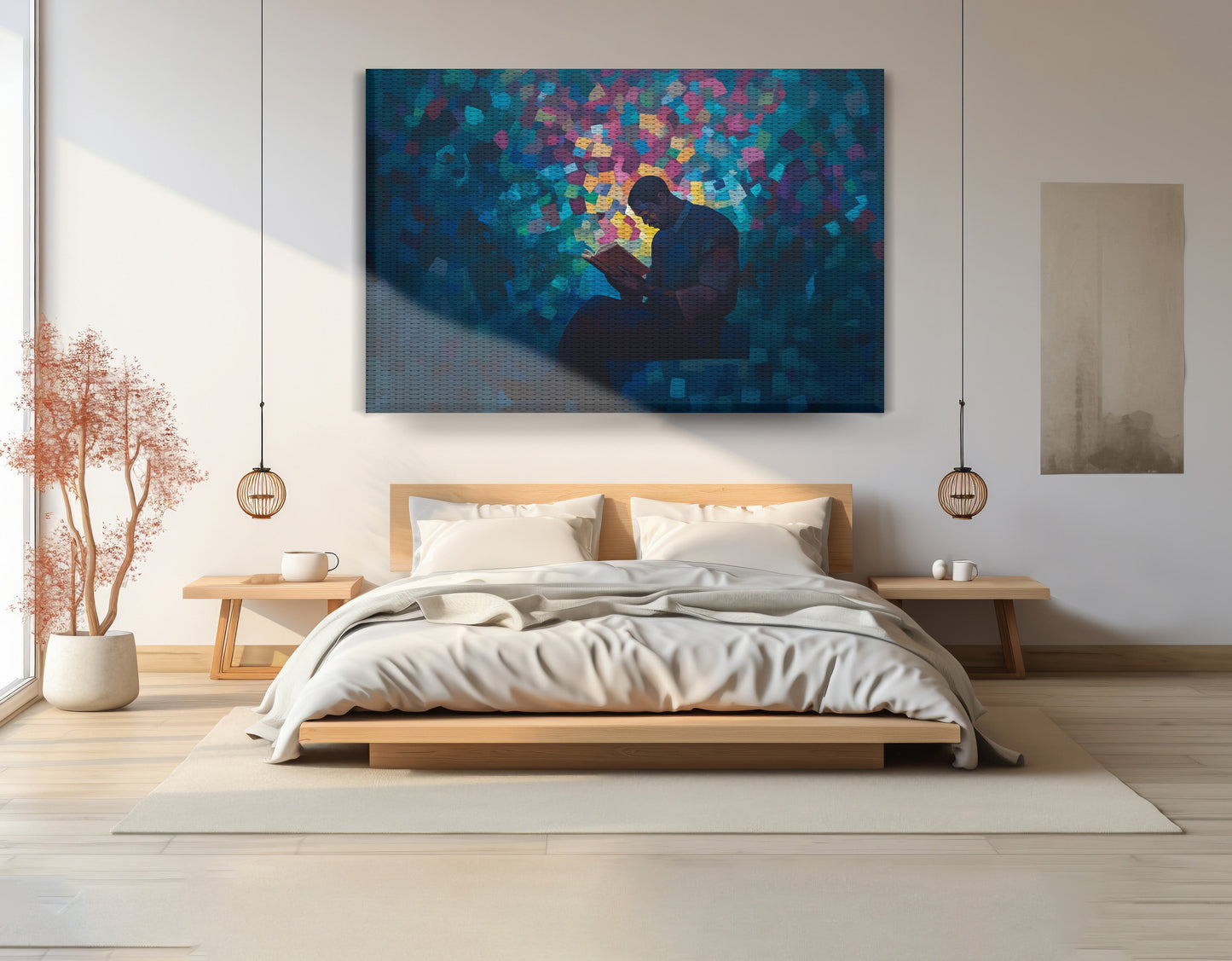 Black Man Reading Blue Abstract African American wall art view 15