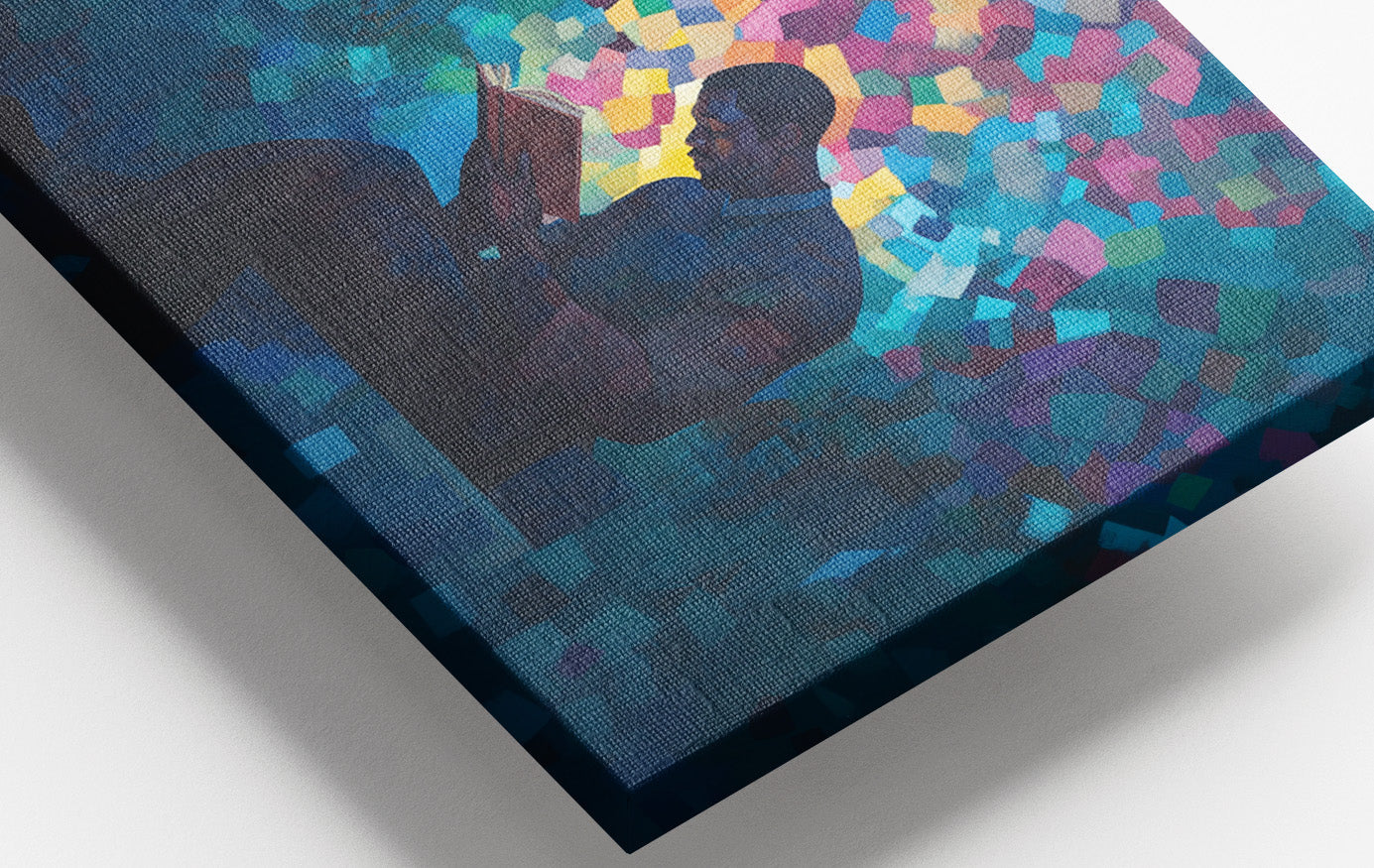 Black Man Reading Blue Abstract African American wall art view 16