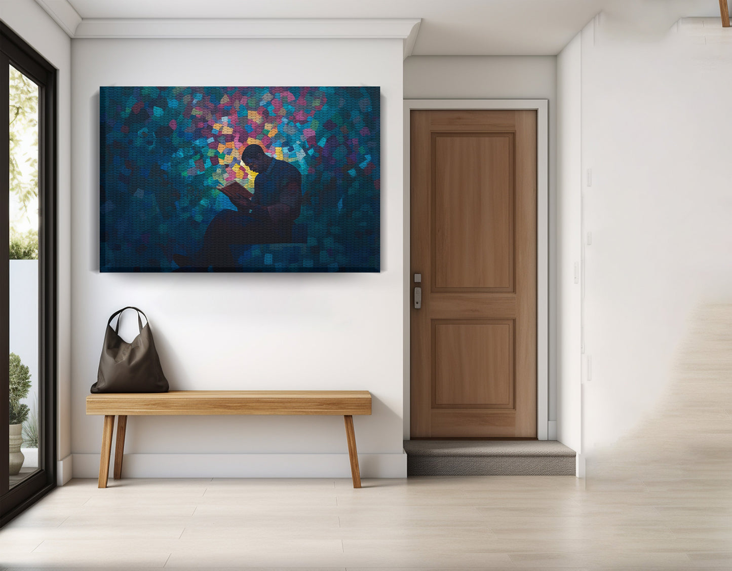 Black Man Reading Blue Abstract African American wall art view 17