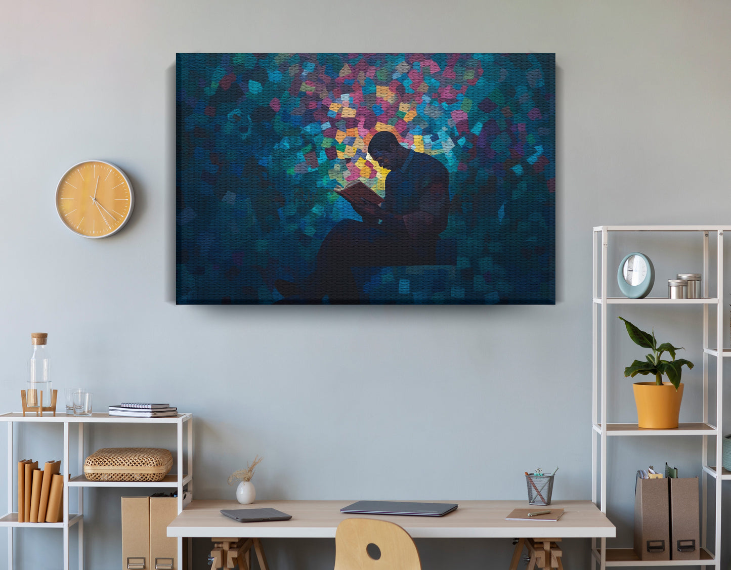 Black Man Reading Blue Abstract African American wall art view 18