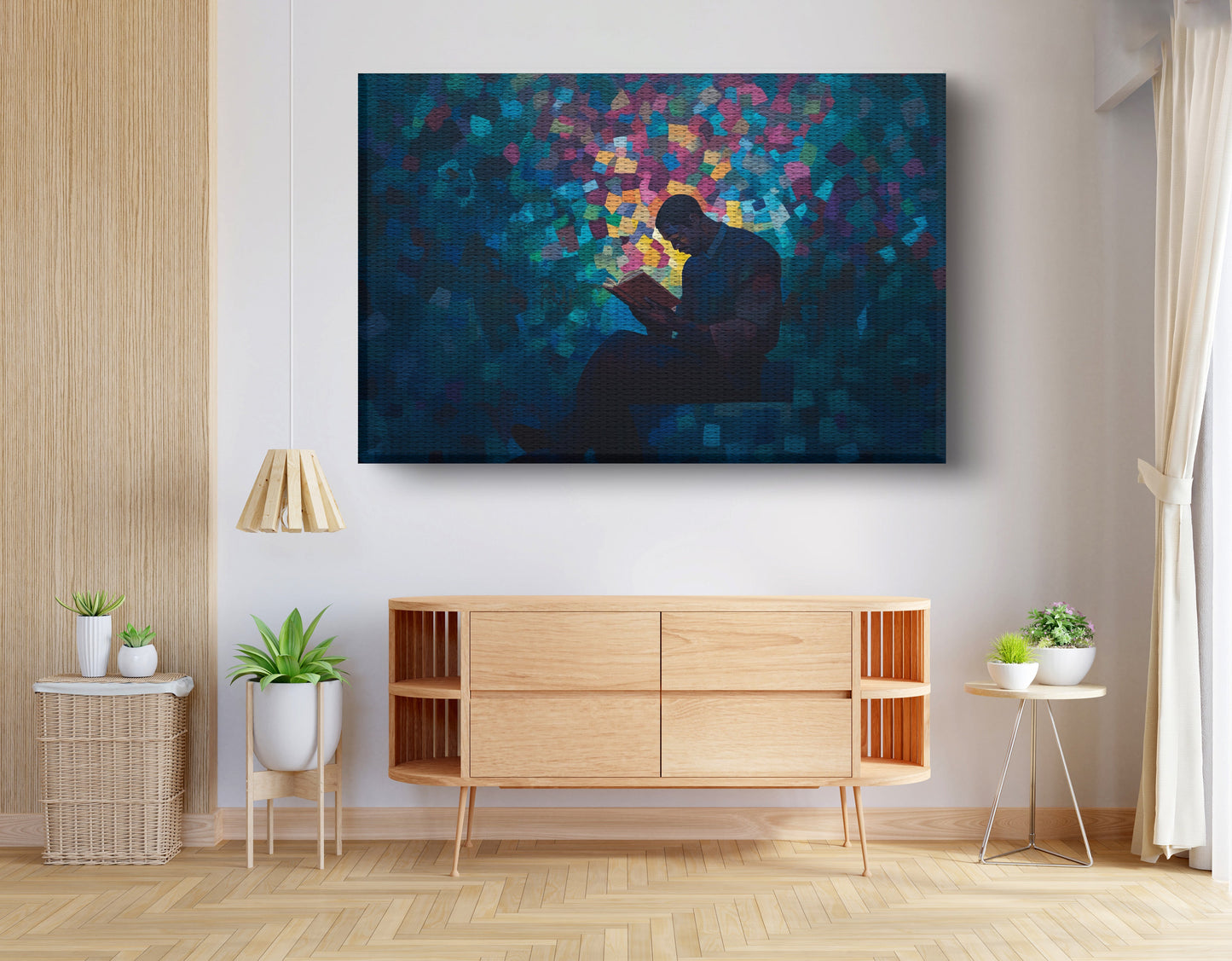 Black Man Reading Blue Abstract African American wall art view 14