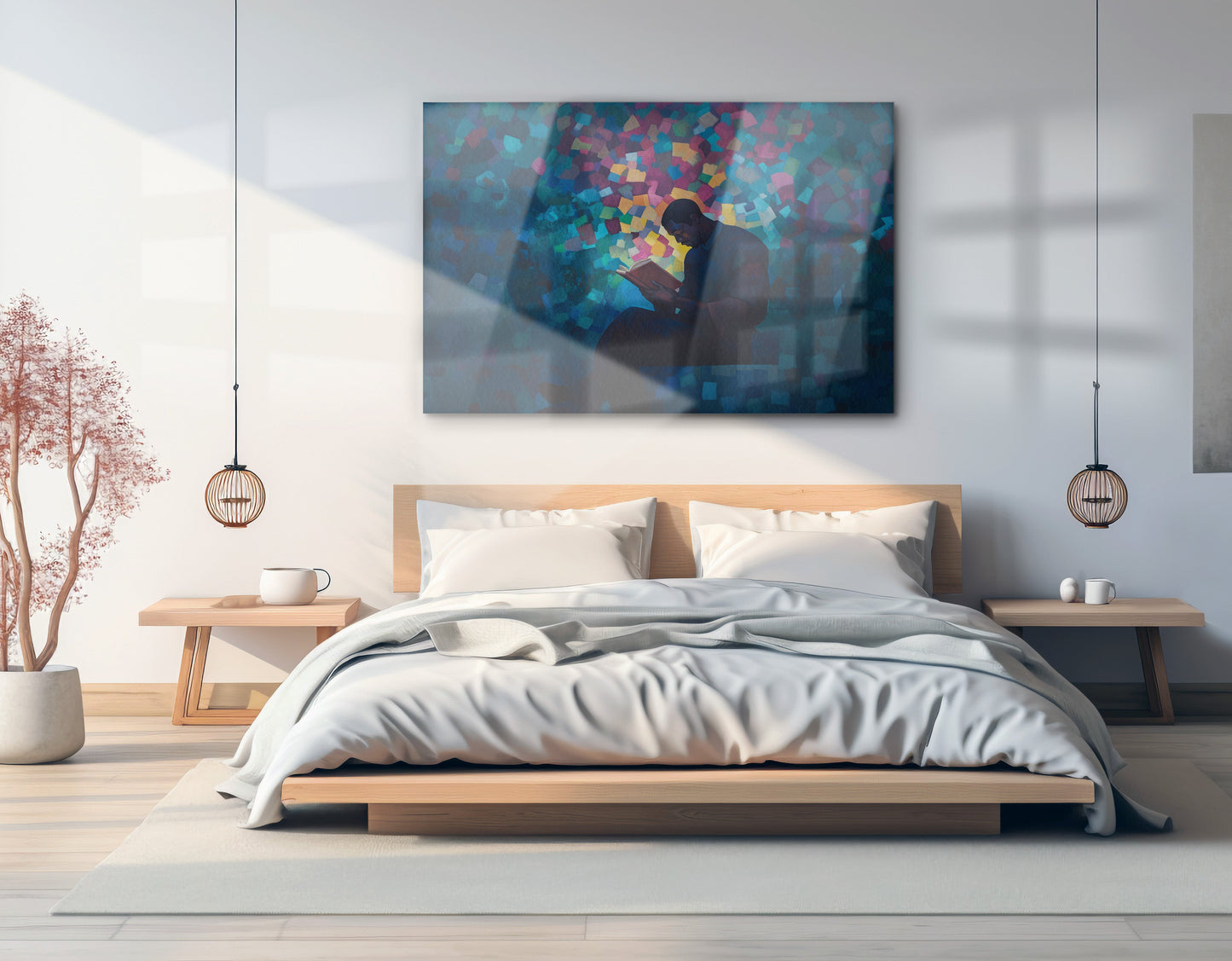 Black Man Reading Blue Abstract African American wall art view 21
