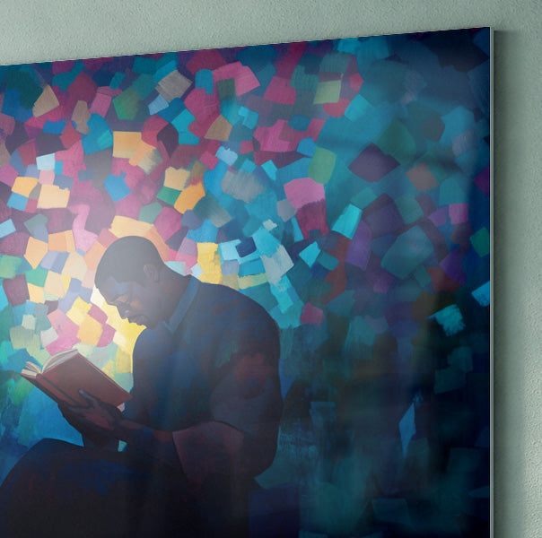 Black Man Reading Blue Abstract African American wall art view 22