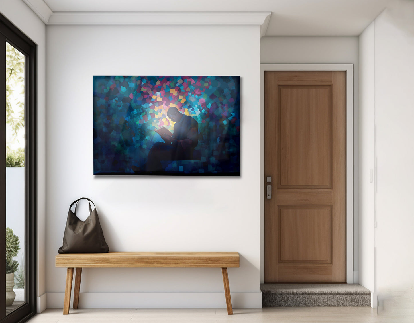 Black Man Reading Blue Abstract African American wall art view 23