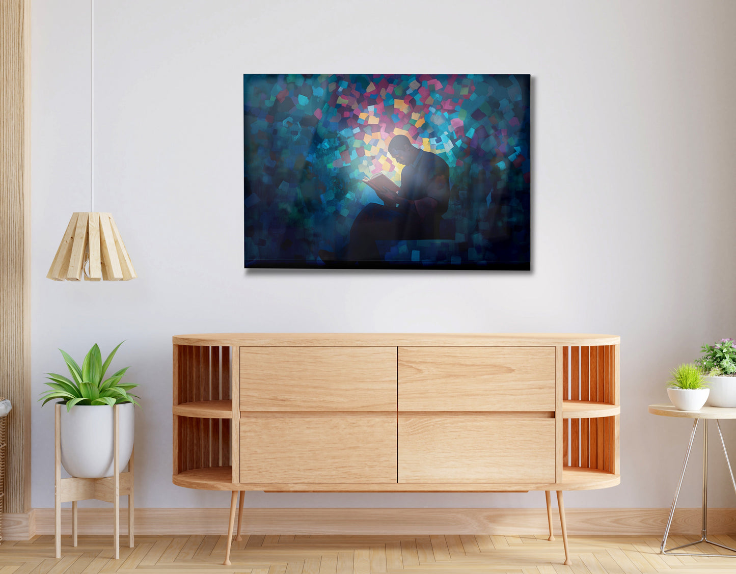 Black Man Reading Blue Abstract African American wall art view 20
