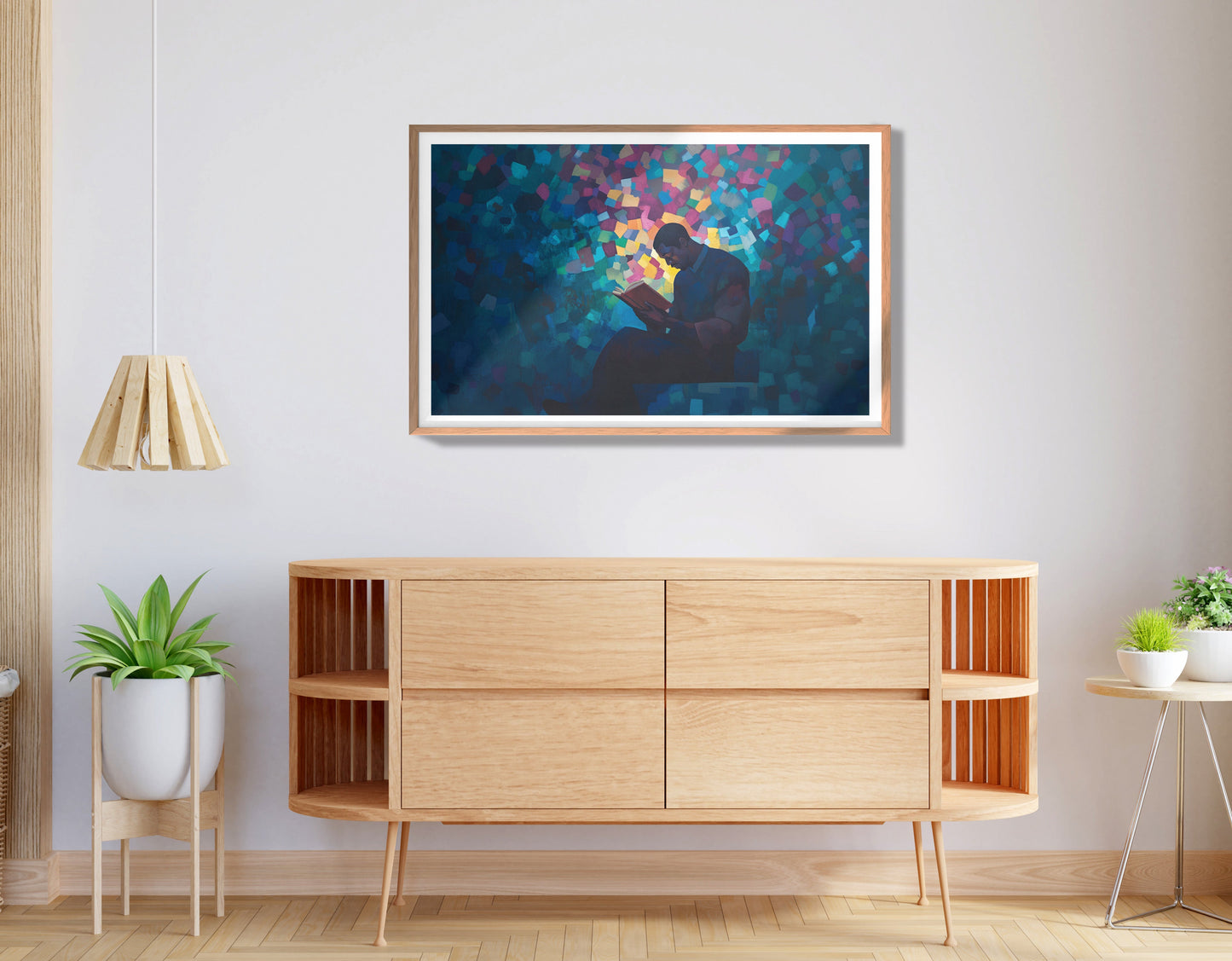 Black Man Reading Blue Abstract African American wall art view 80