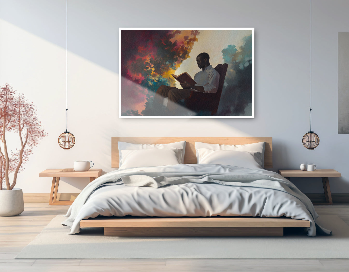 Black Man Reading Floral African American wall art artwork view