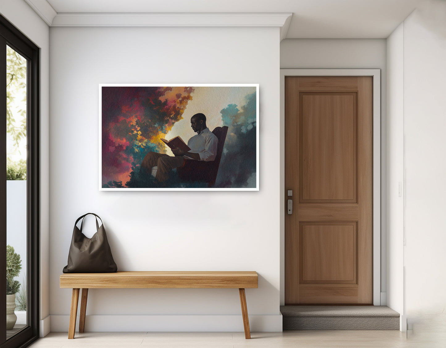 Black Man Reading Floral African American wall art home decor view