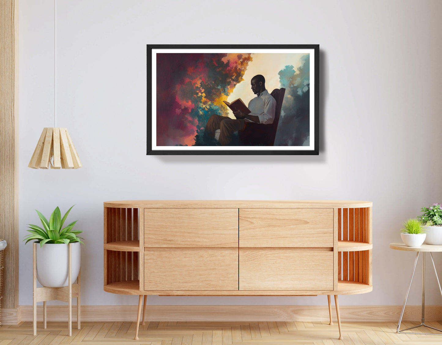 Black Man Reading Floral African American wall art view 68