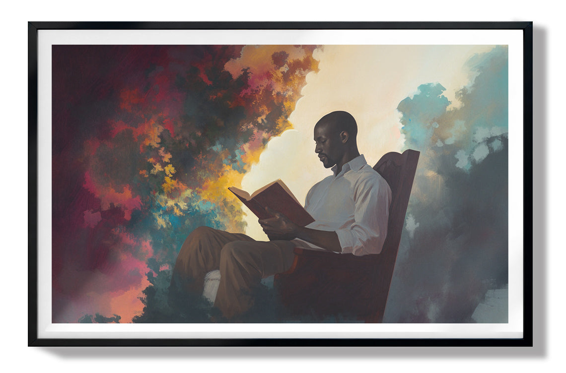 Black Man Reading Floral African American wall art view 67