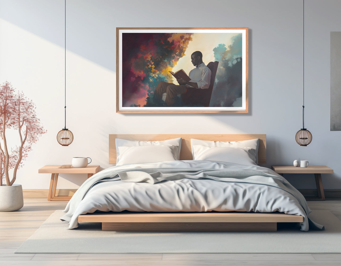 Black Man Reading Floral African American wall art view 81
